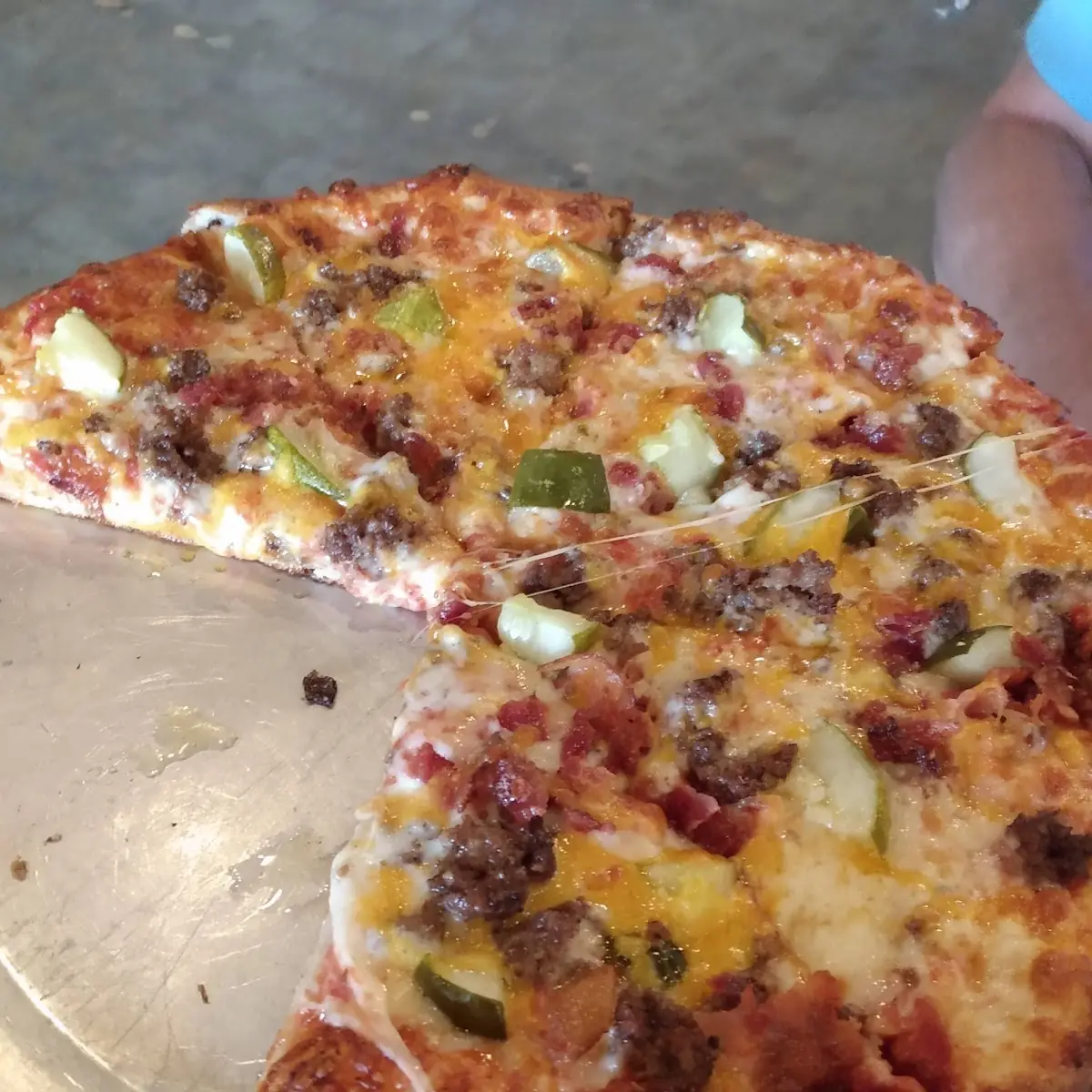 Cheeseburger Pizza with Pickles