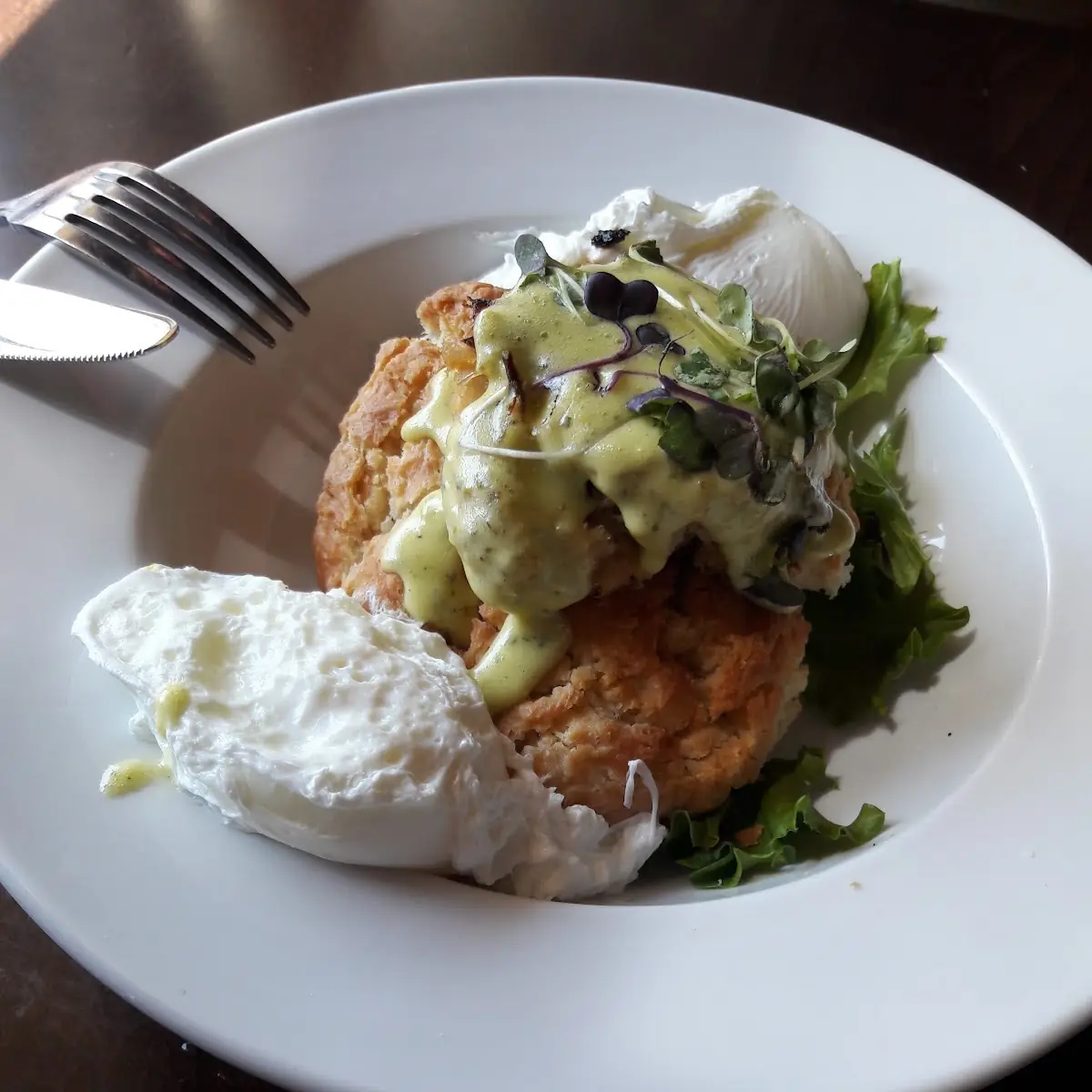 Fried Green Tomato & Crab Cake Benedict