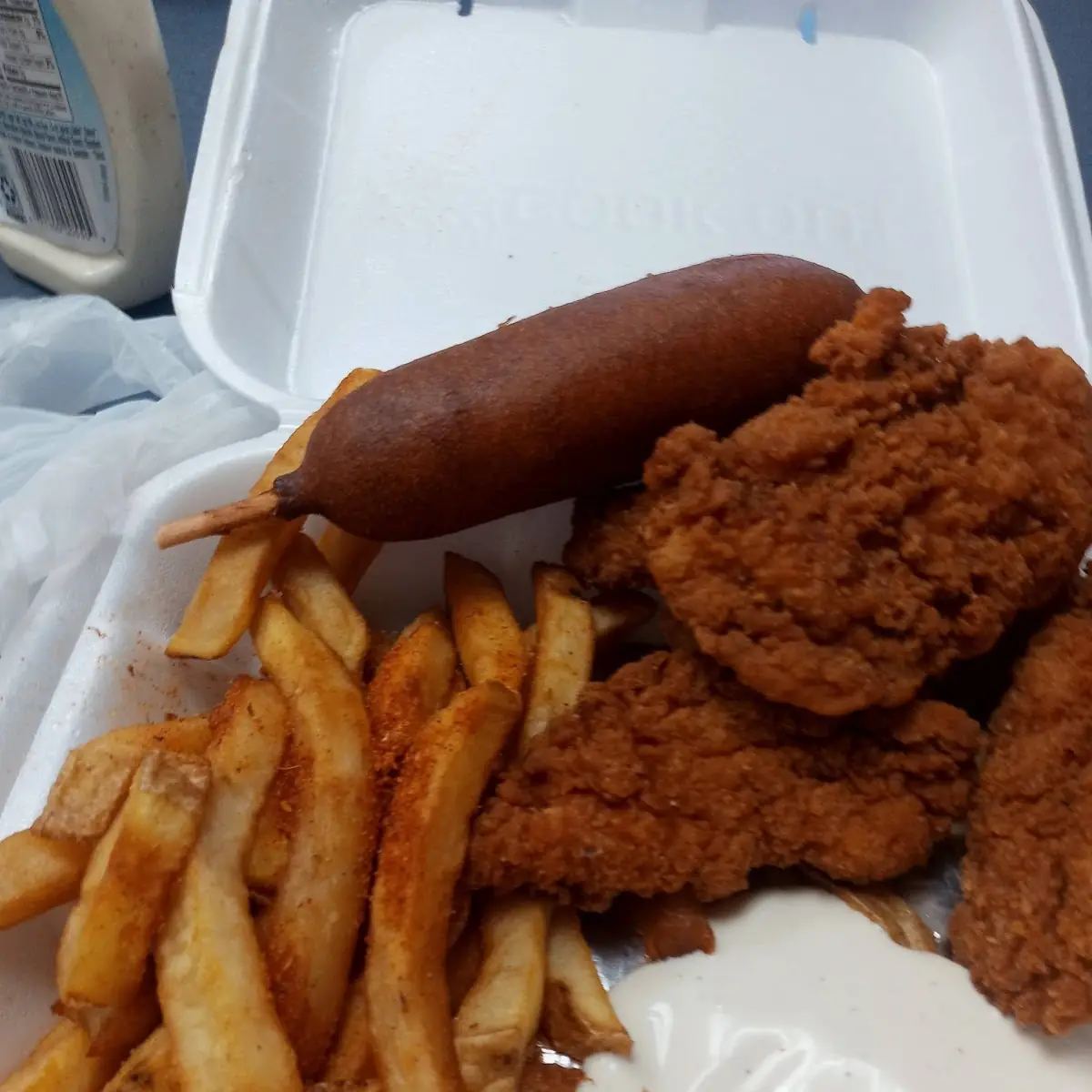 Corn Dog Chicken Strip Cajun Fries