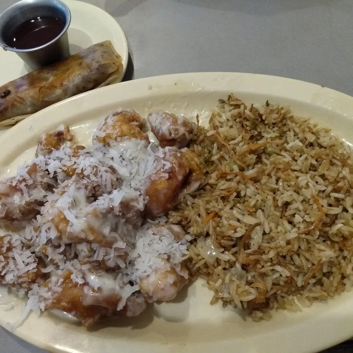 Coconut Chicken Fried Rice & Egg Roll