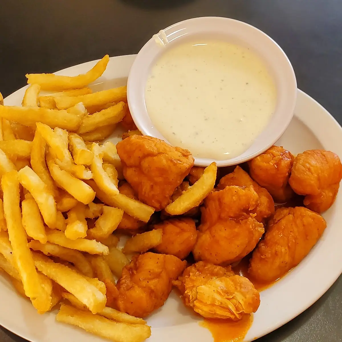 Boneless Buffalo Wings and Fries