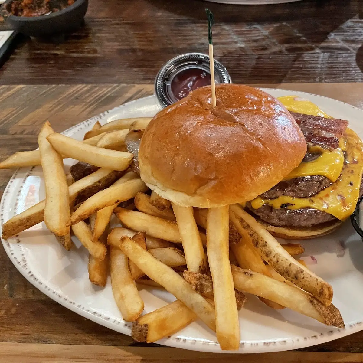 Double Hamburger with American Cheese and Pepper