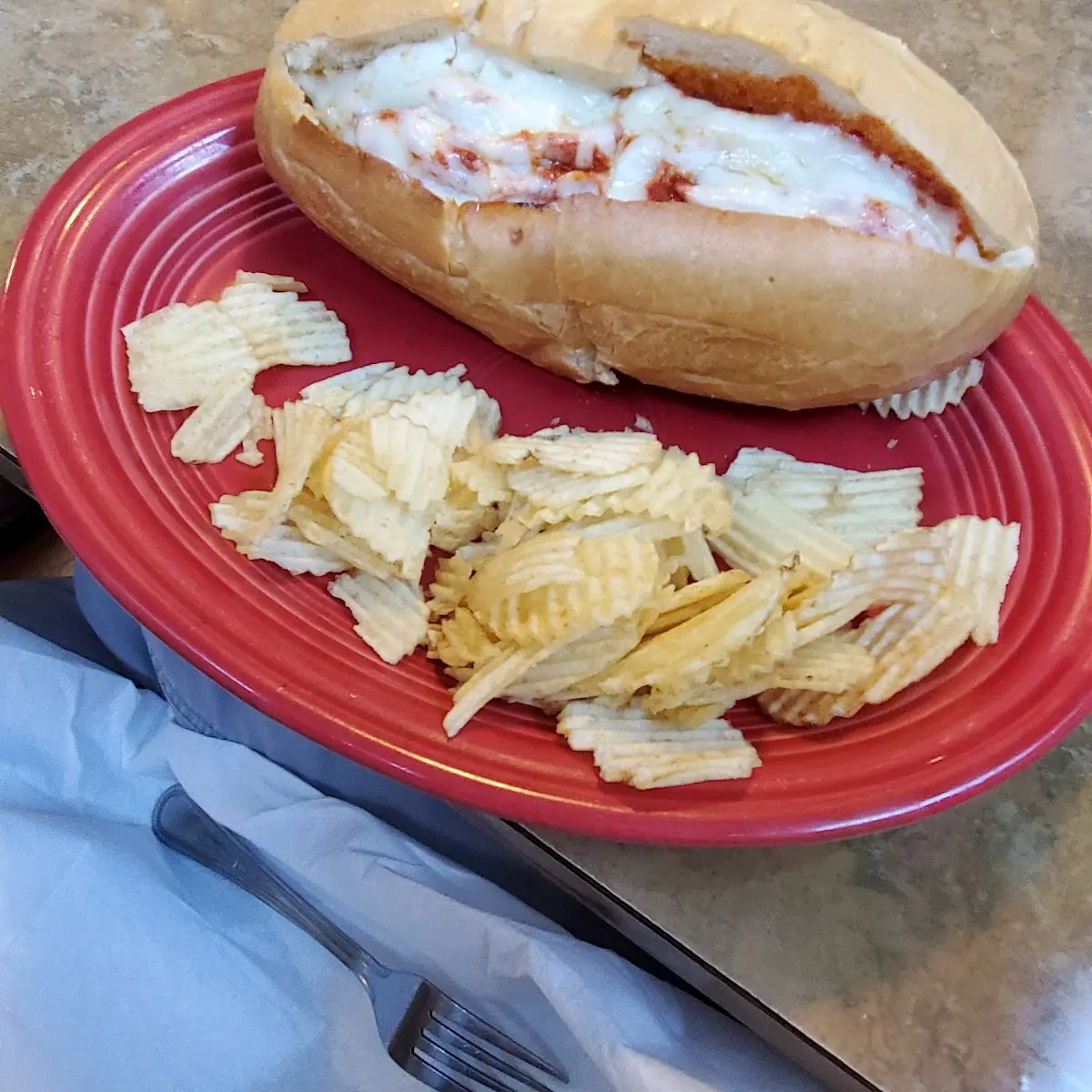 Meatball Sub and Chips