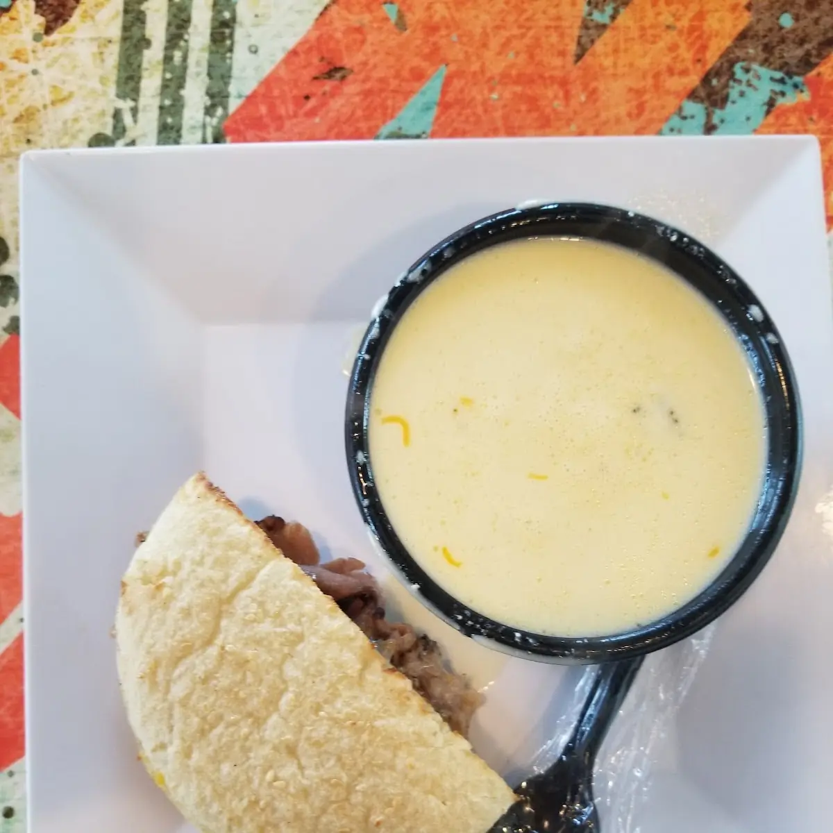 Bacon Beef Smokecheesy on Bacon Cheddar Bread and Broccoli and Cheese Soup