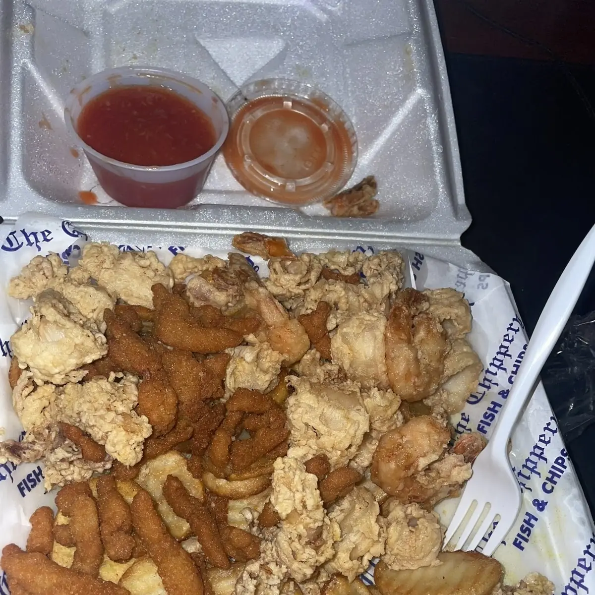 Fried Calamari Clam Strips Shrimp Combo
