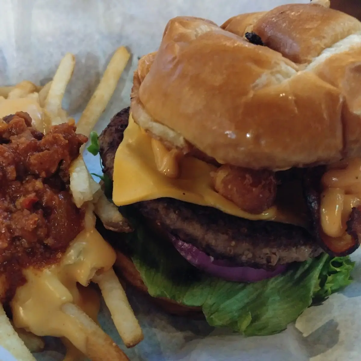 Cheese Curd Bacon Burger