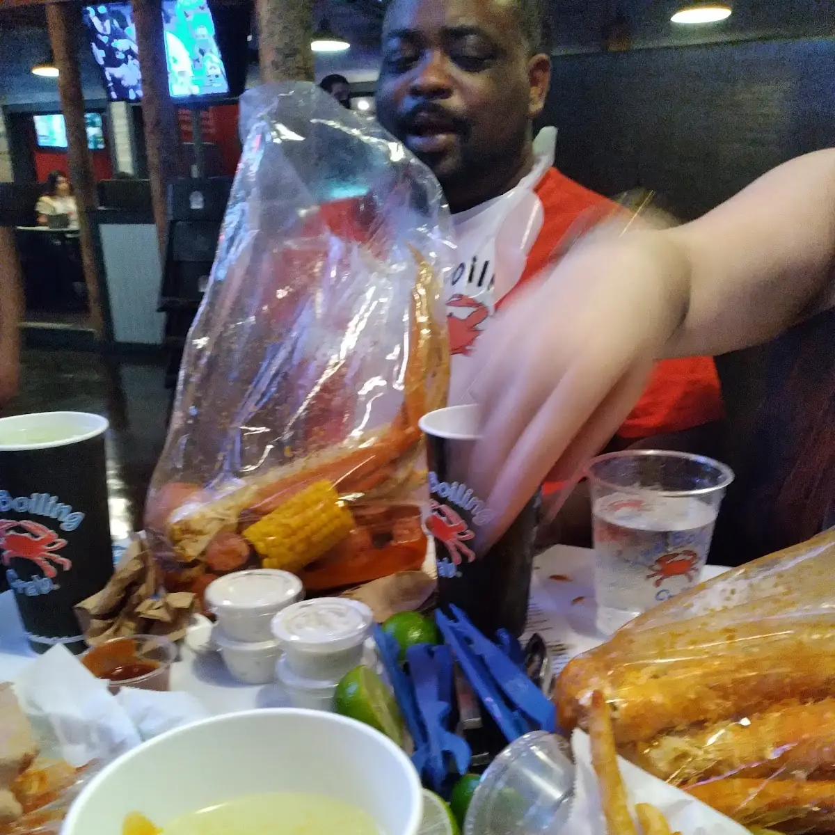 Corn on the Cob and King Crab Legs and Snow Crab