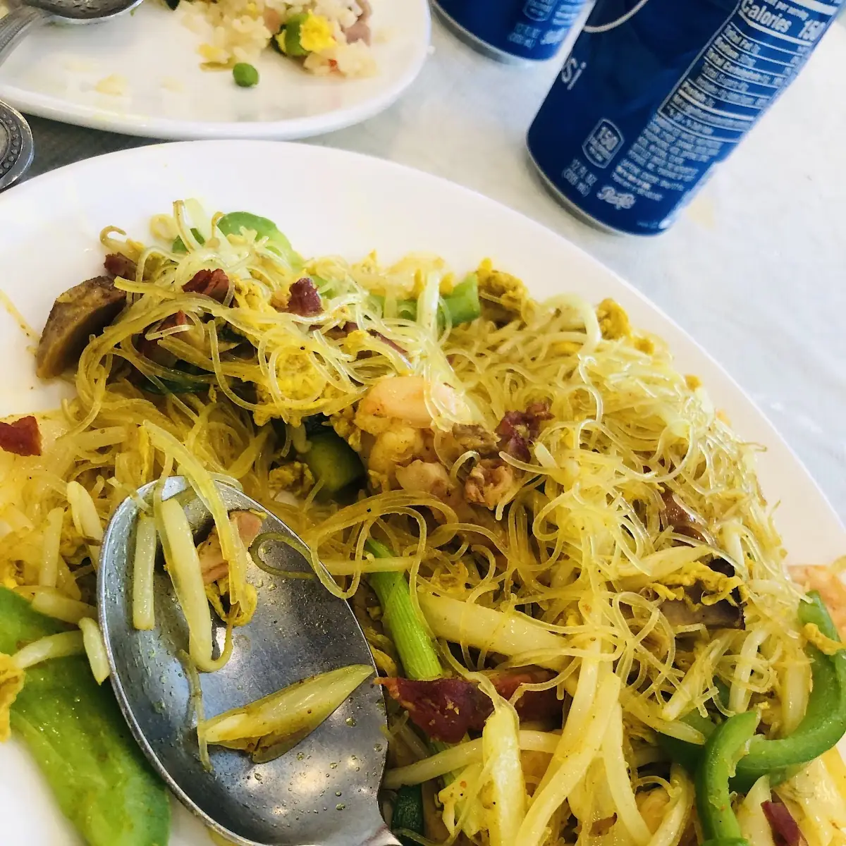 Sauteed Shrimp and Scrambled Egg Chow Fun with Satay Sauce