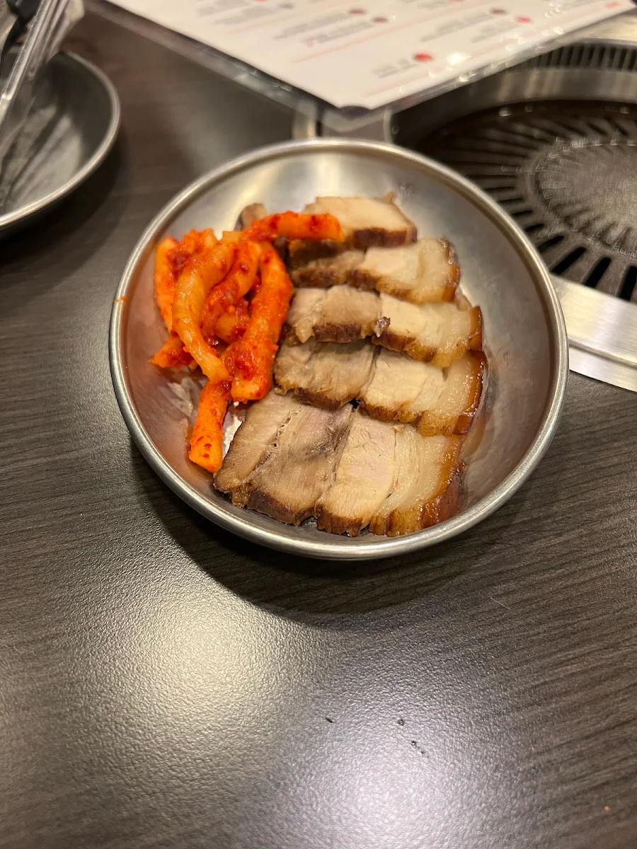 Sliced Pork and Kimchi Side Dishes