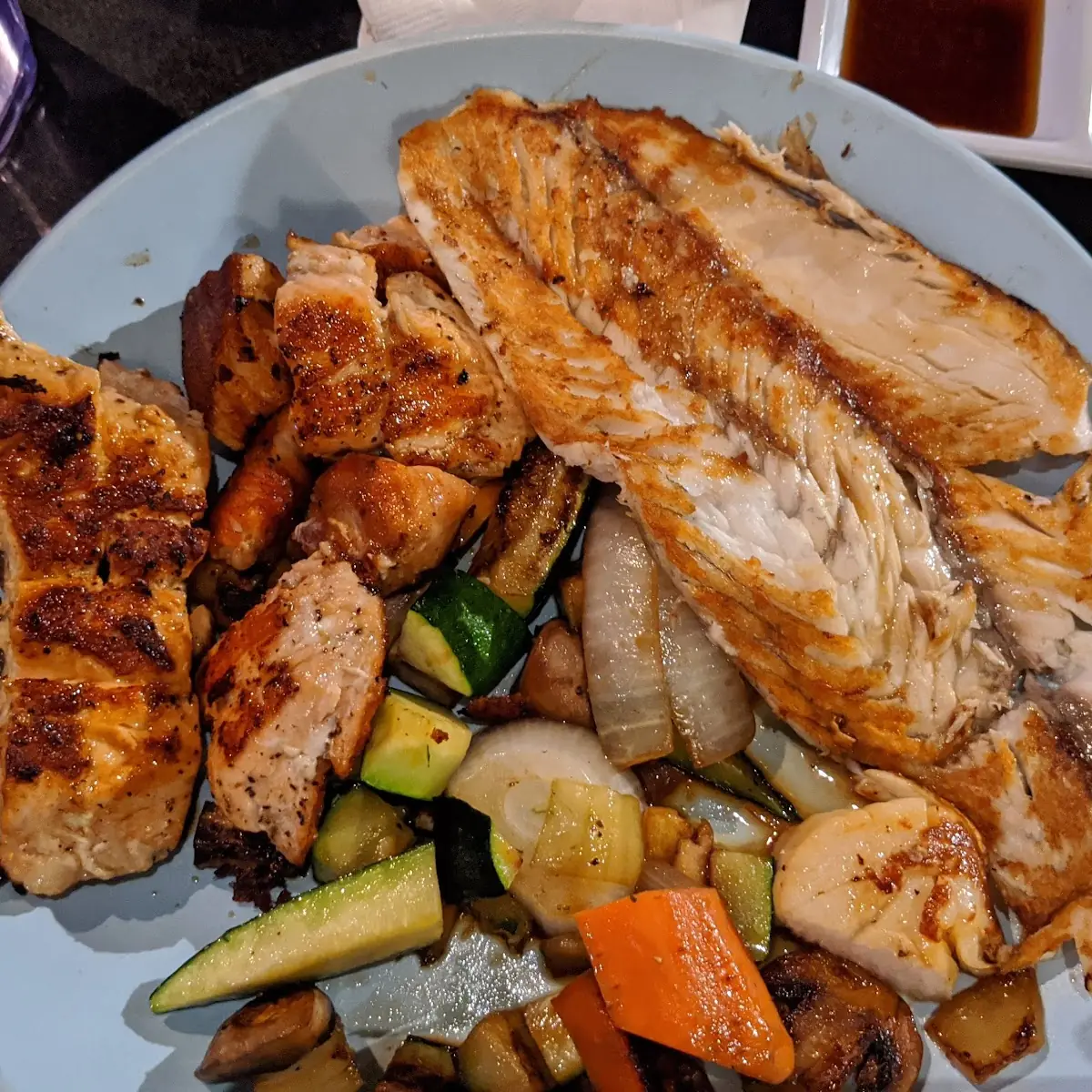 Salmon and Sea Bass Dinner