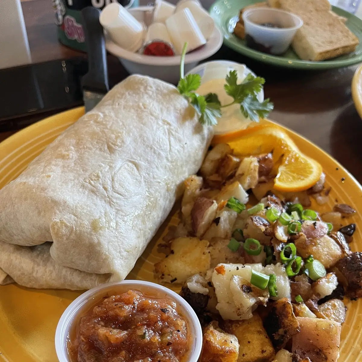 Breakfast Burrito with Potatoes and Salsa