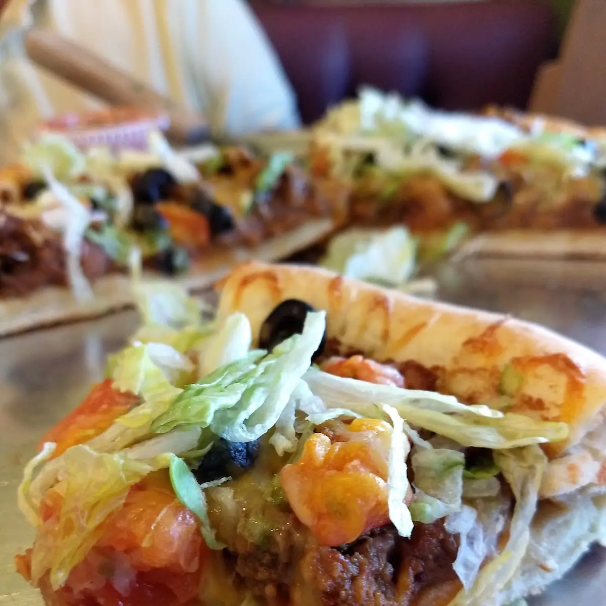 Taco Pizza with Refried Beans on Bottomless