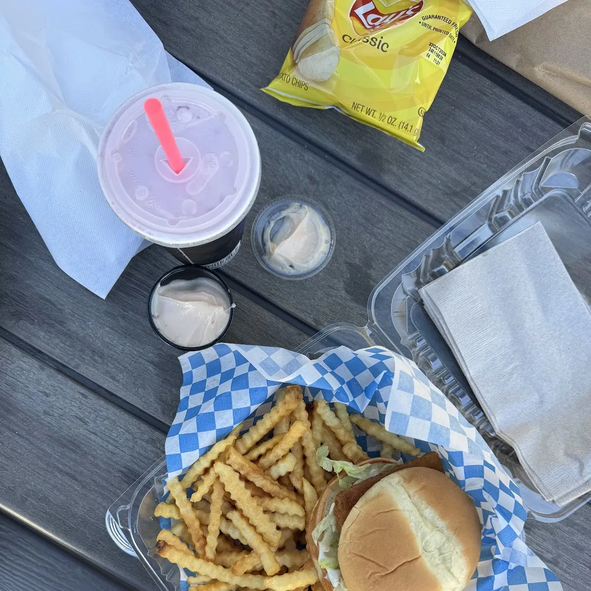 Fries and Strawberry Milkshake