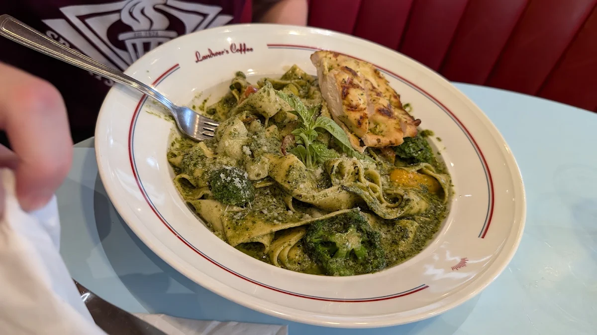 Pesto Chicken Pappardelle, Cafe Landwer