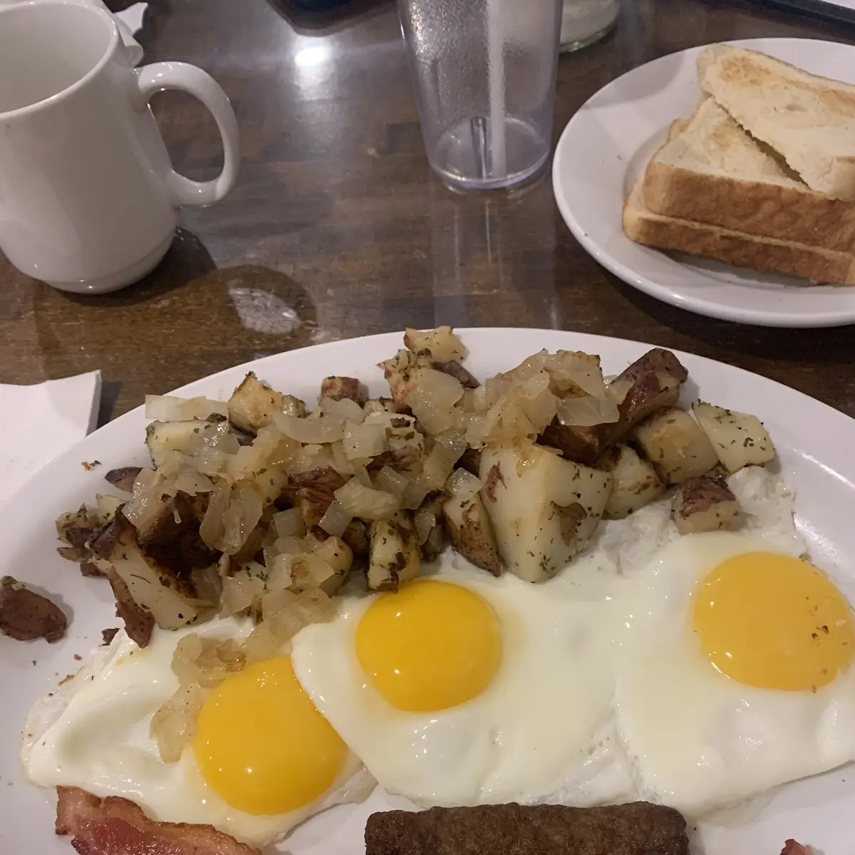 My Steak with Three Eggs Home Made Potatoes