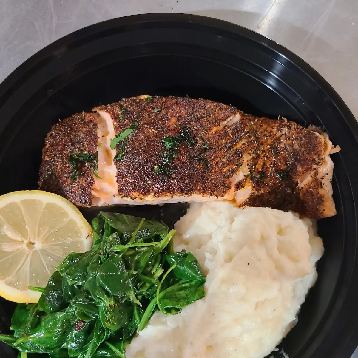 Salmon with Sautéed Spinach