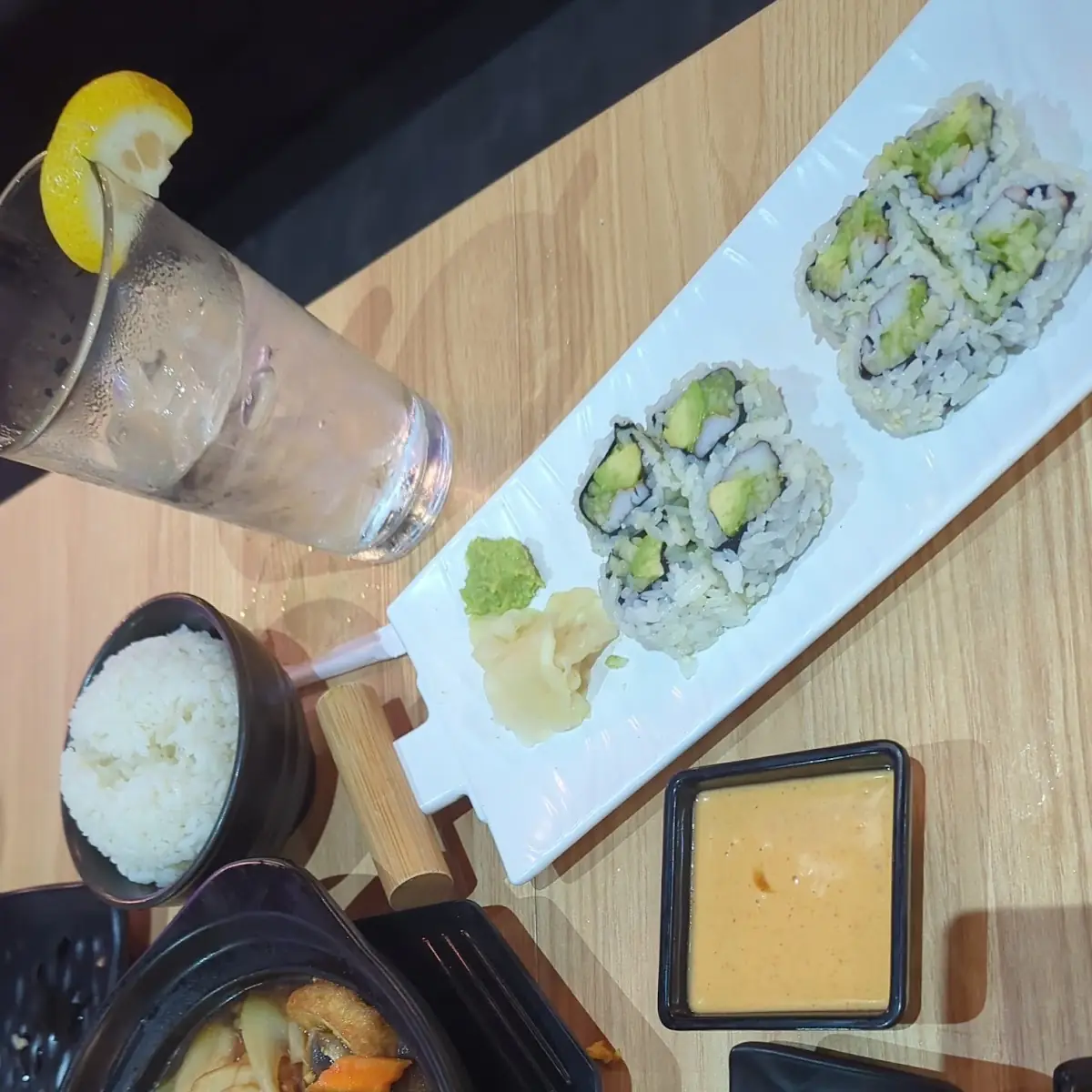 Vegetable Clay Pot and California Roll