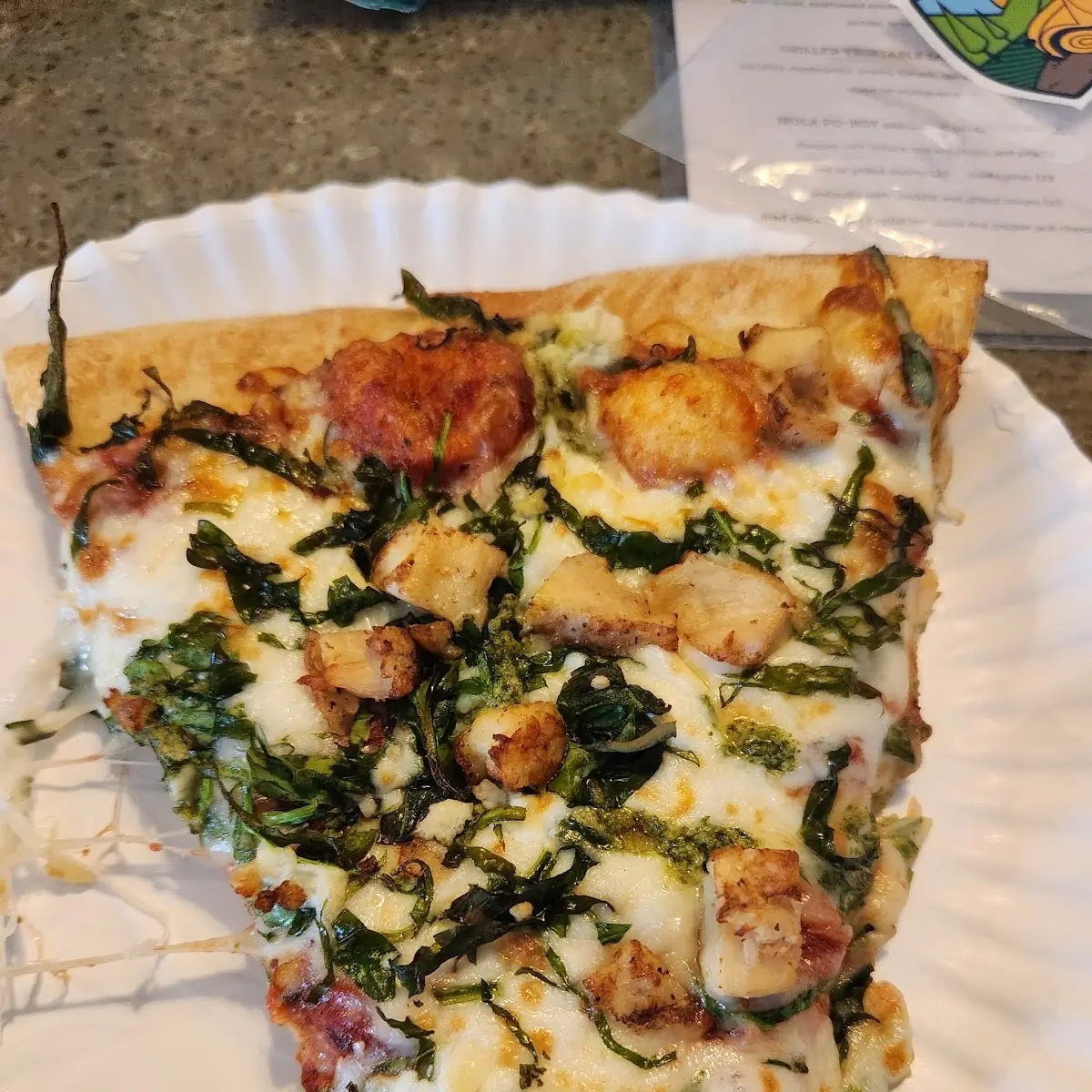 Spinach and Feta Cheese Pizza by the Slice
