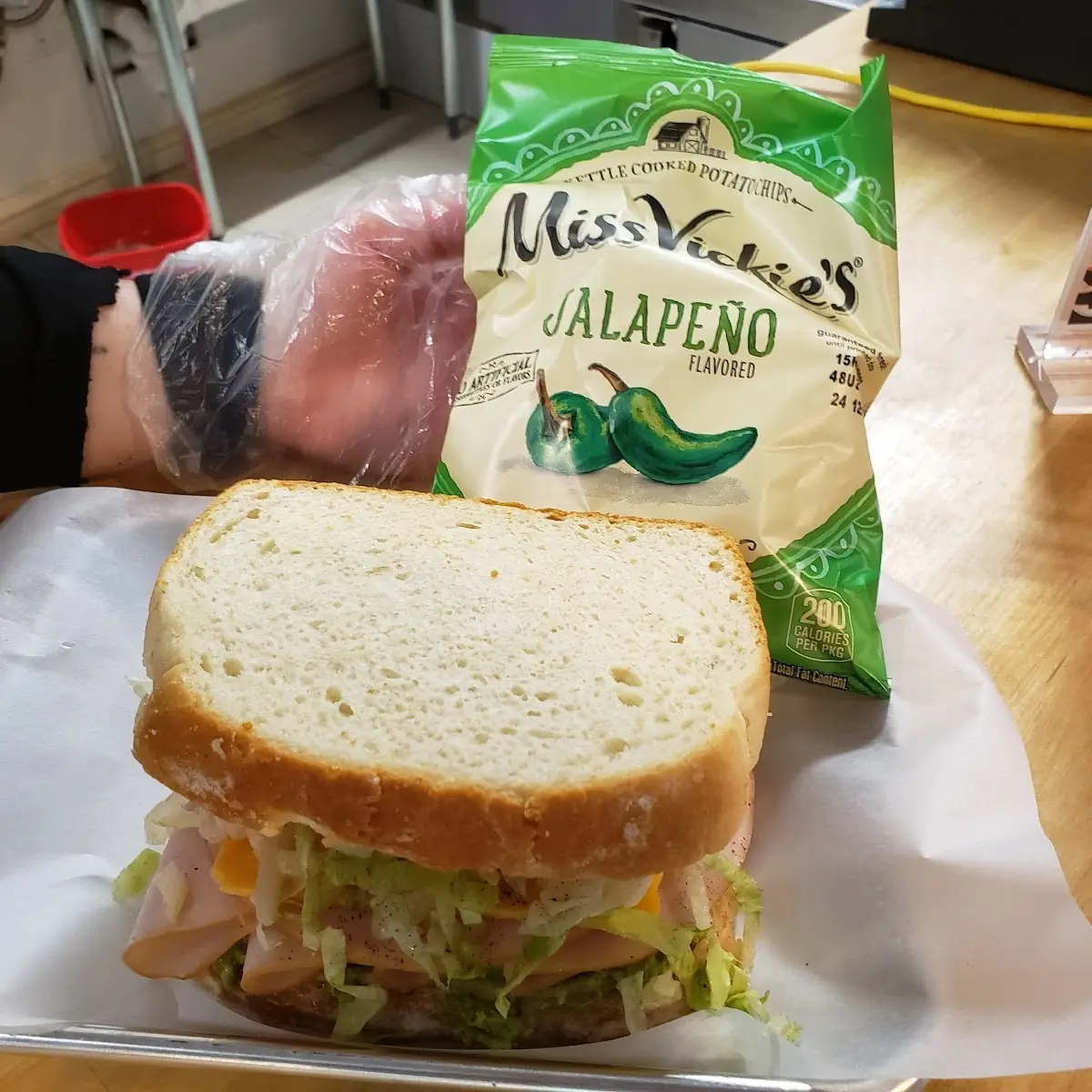 Turkey Avocado Sandwich and Chips