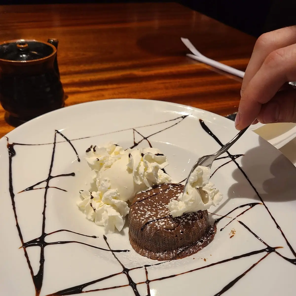 Chocolate Souffle with Vanilla Ice Cream
