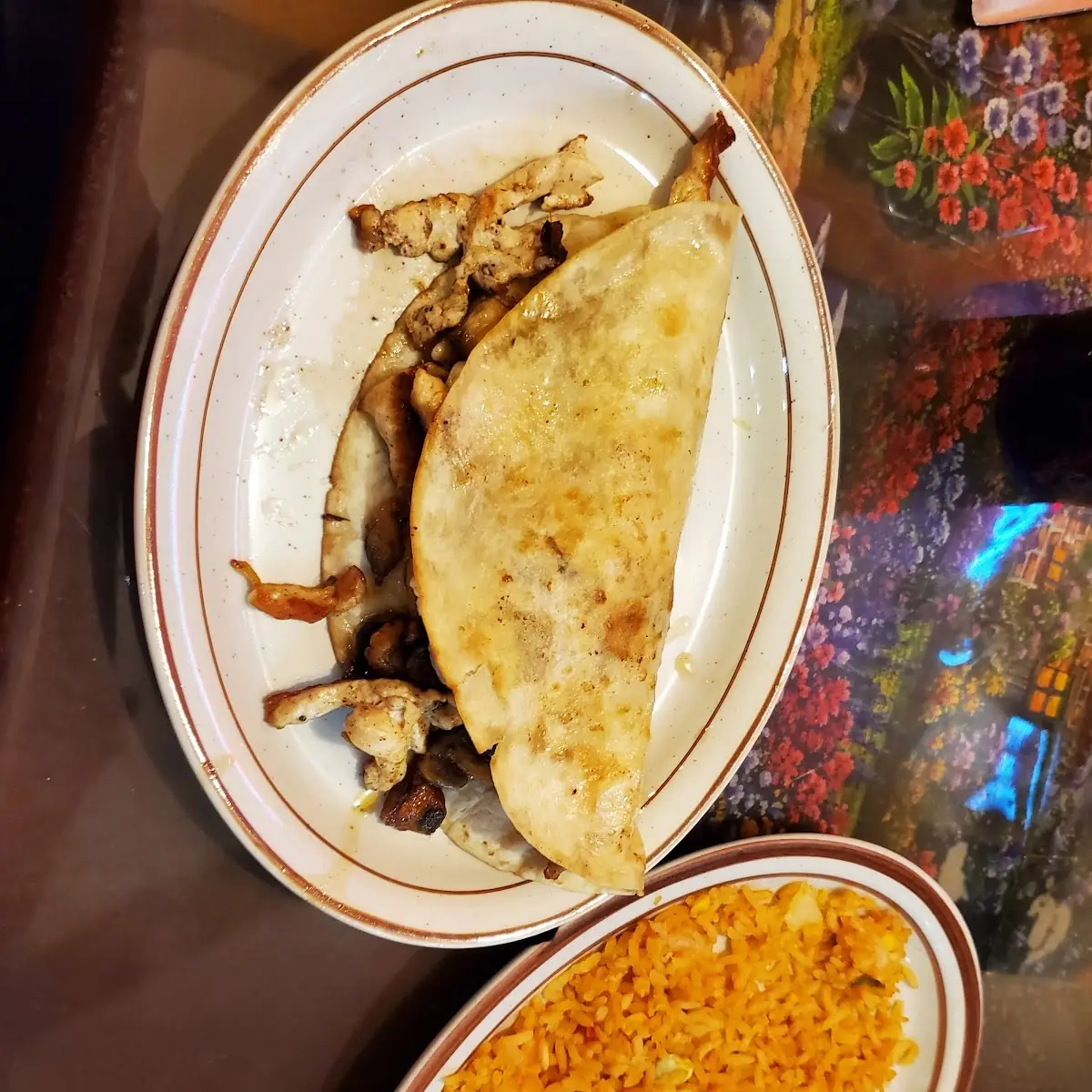 Chicken Mushroom Quesadilla and Cheese