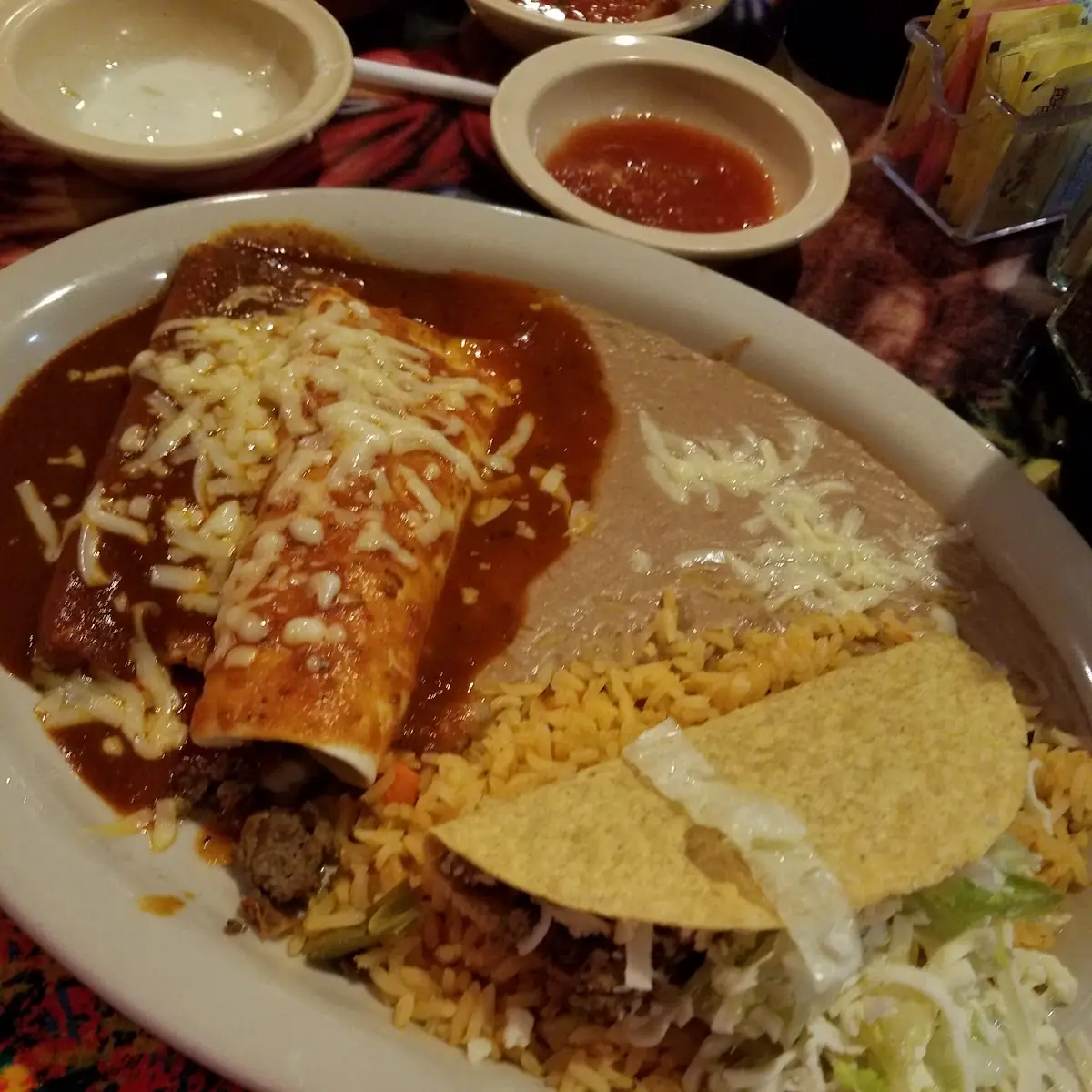 Cheese Enchilada with Rice and Beans