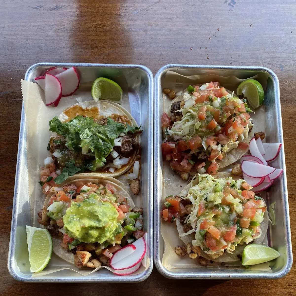 Pollo and Barbacoa Tacos