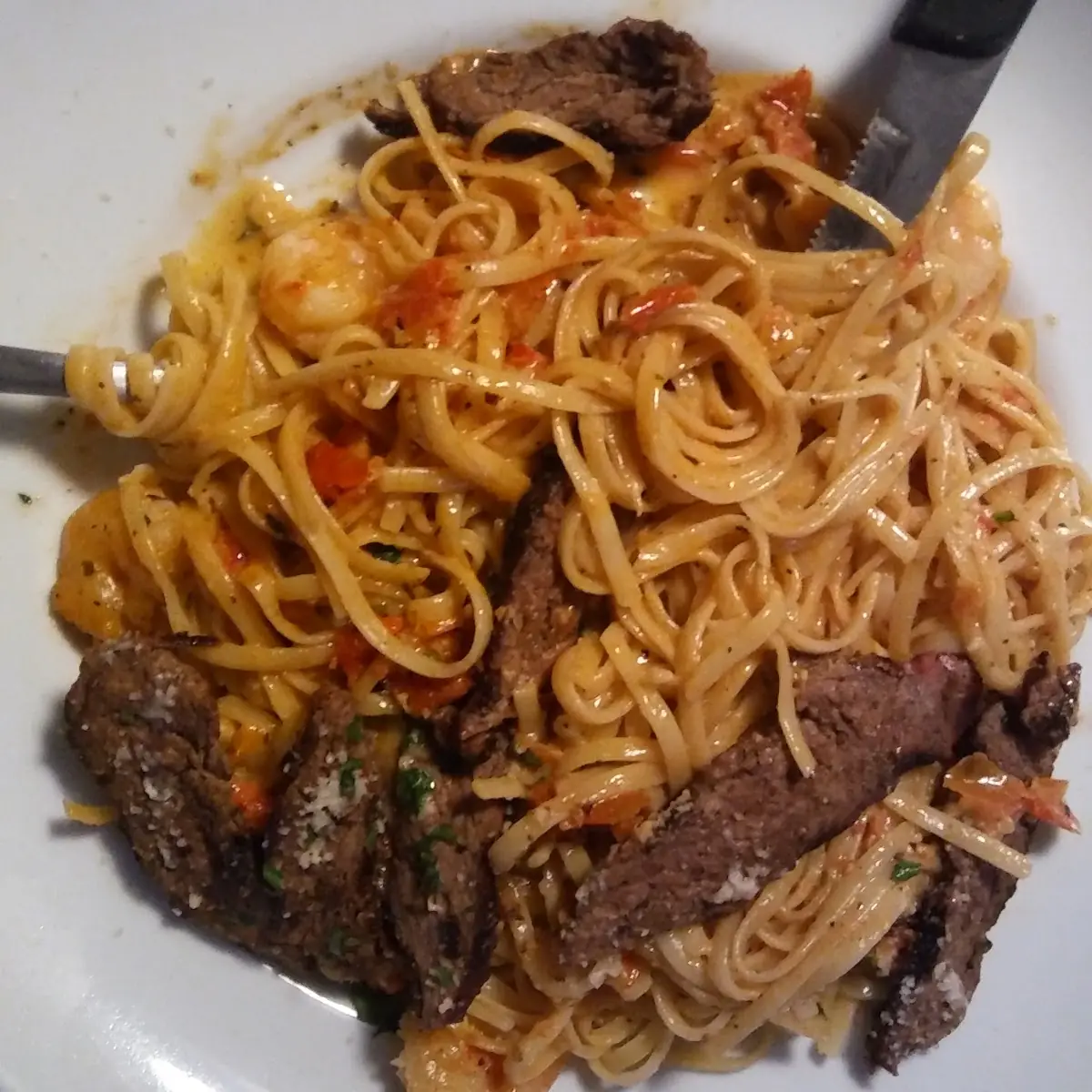Bistro Steak & Shrimp Alfredo Linguine
