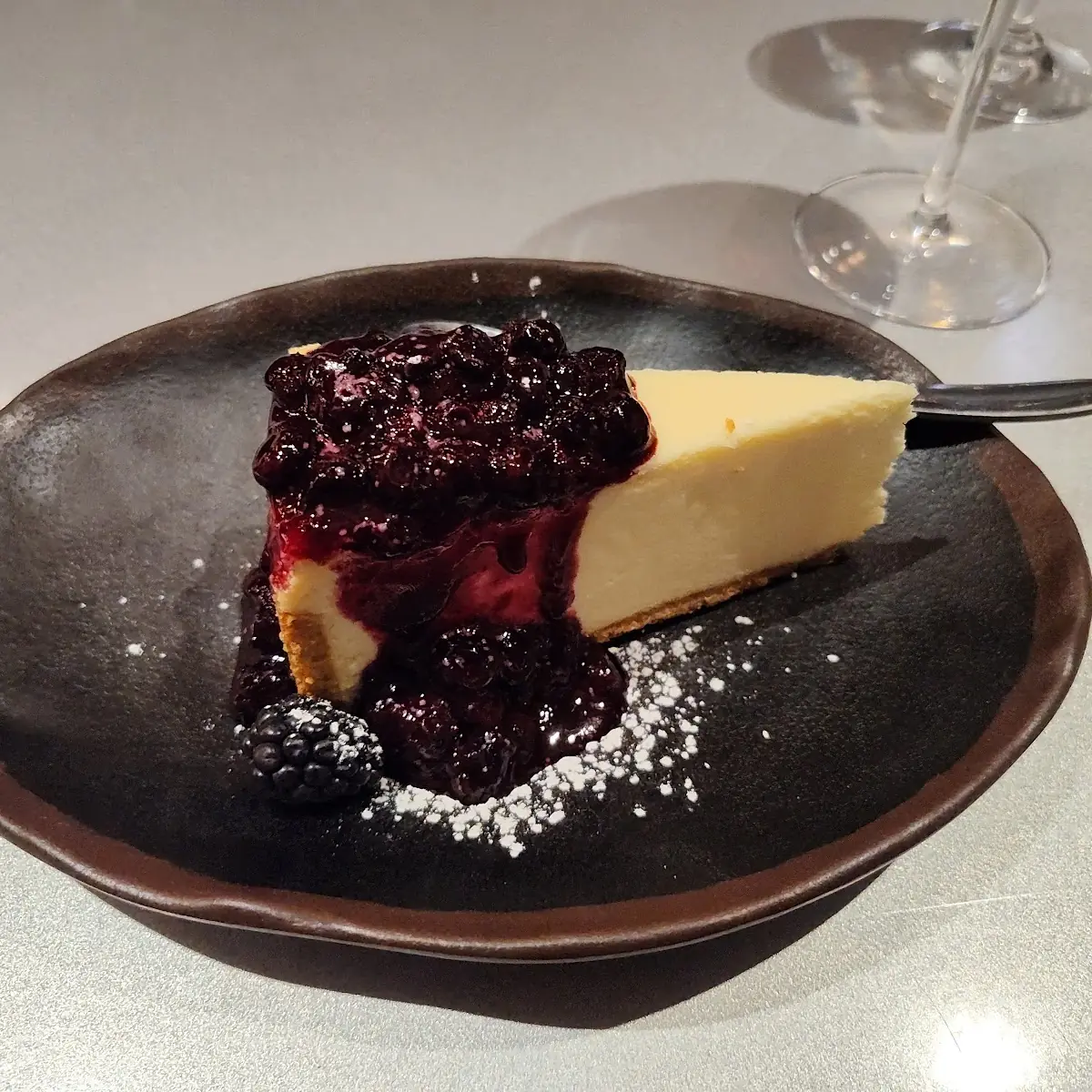 Cheese Cake with Blue Berry Compote