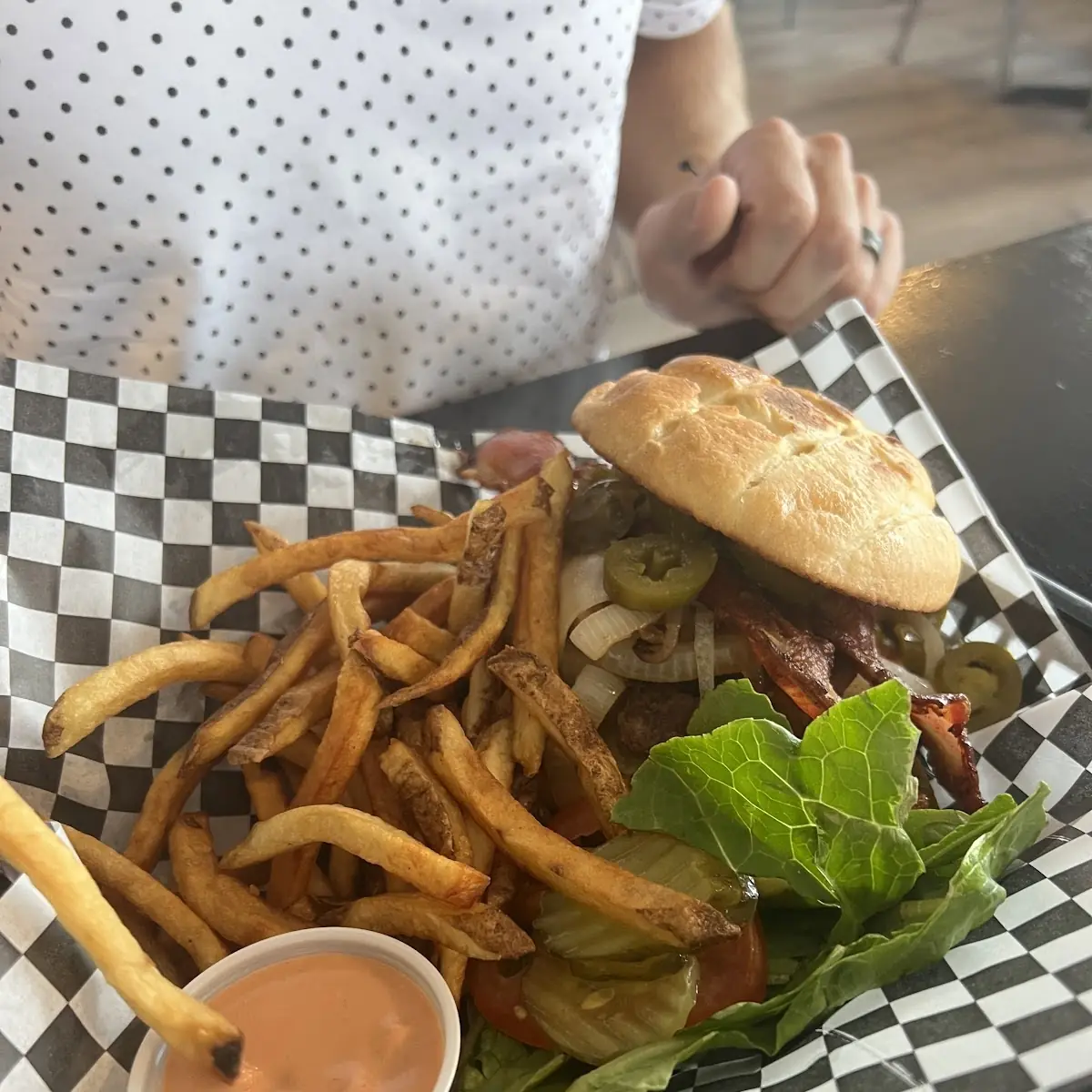 Jalepeno Bacon Burger with Fries