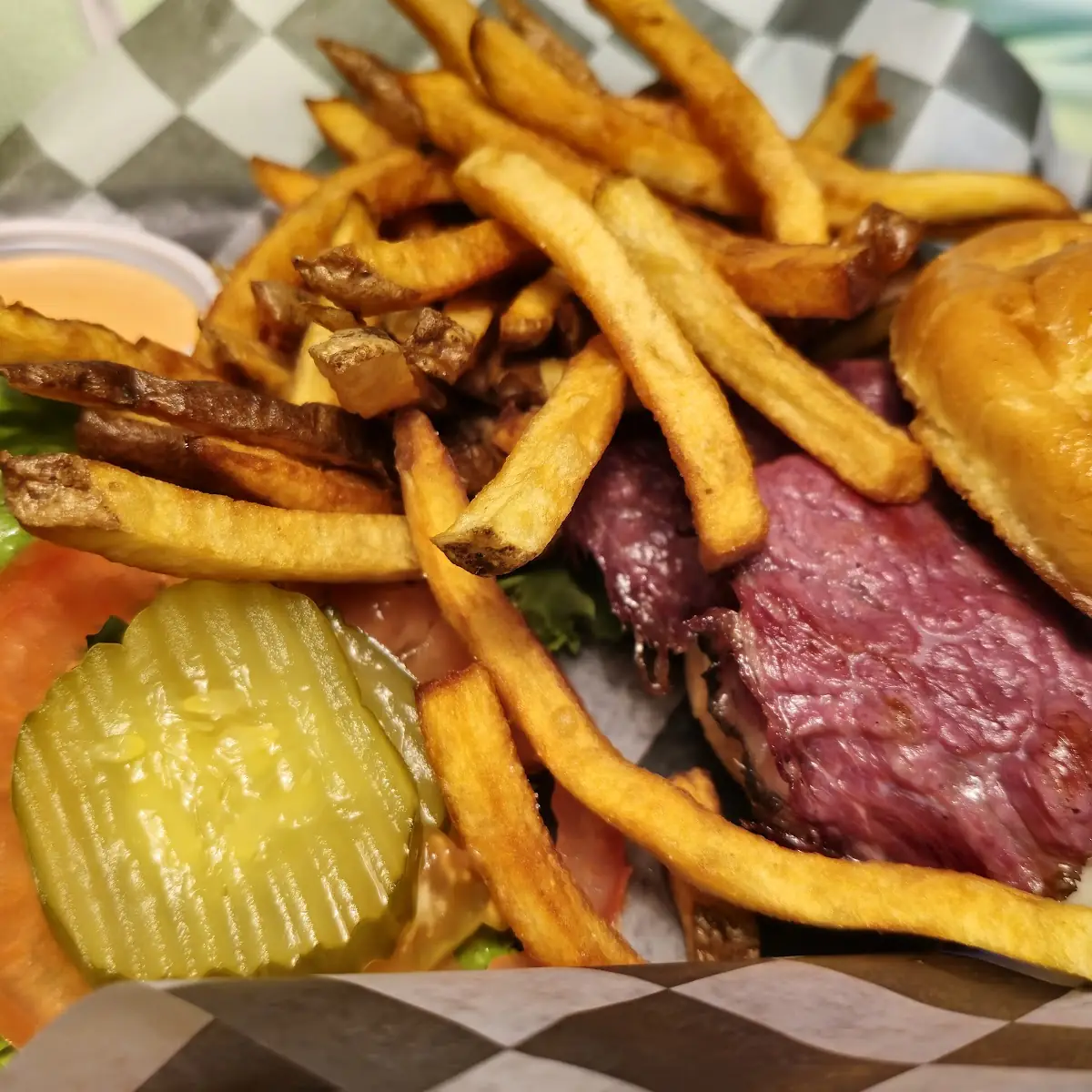 Pastrami Burger with Fries