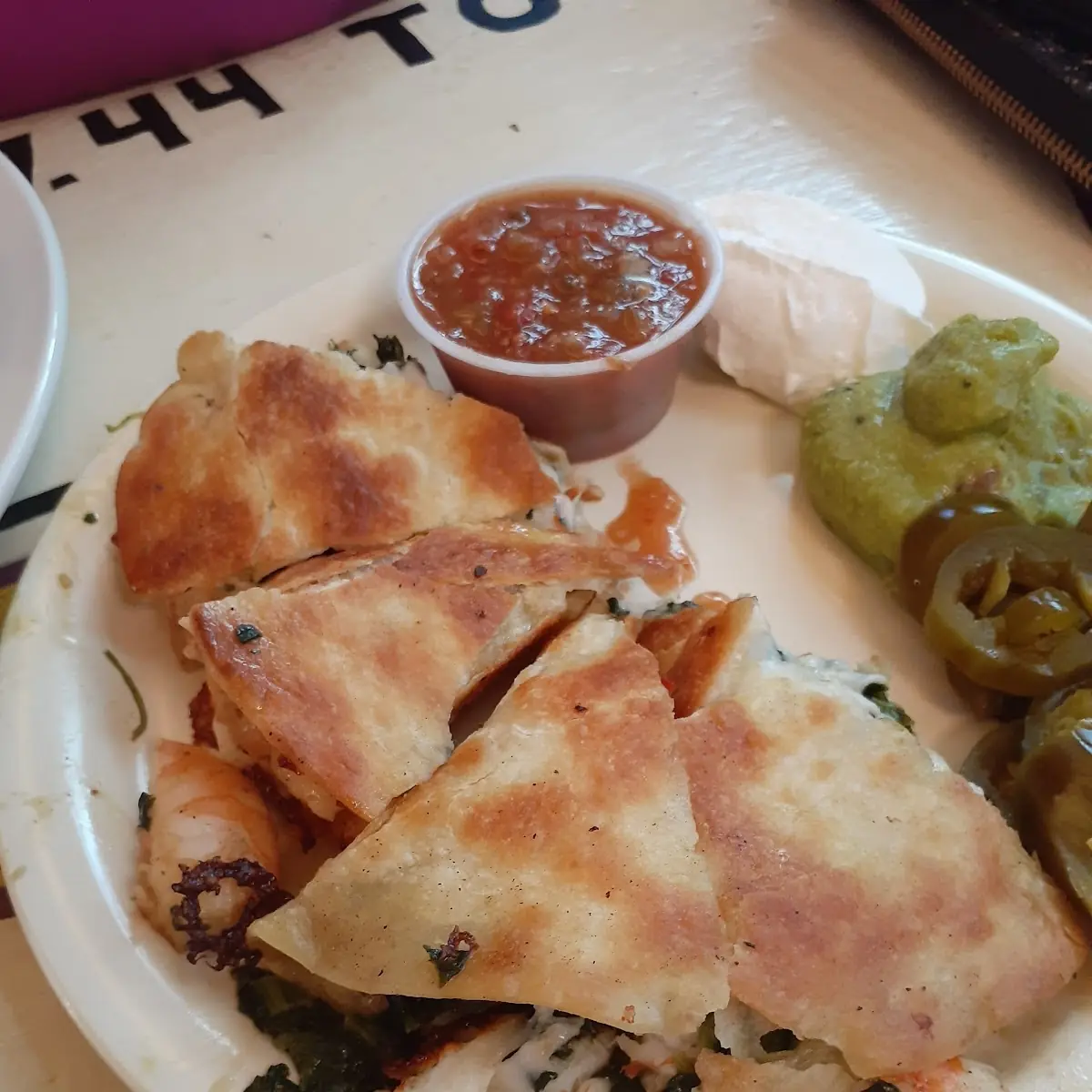 Spinach and Shrimp Quesadilla