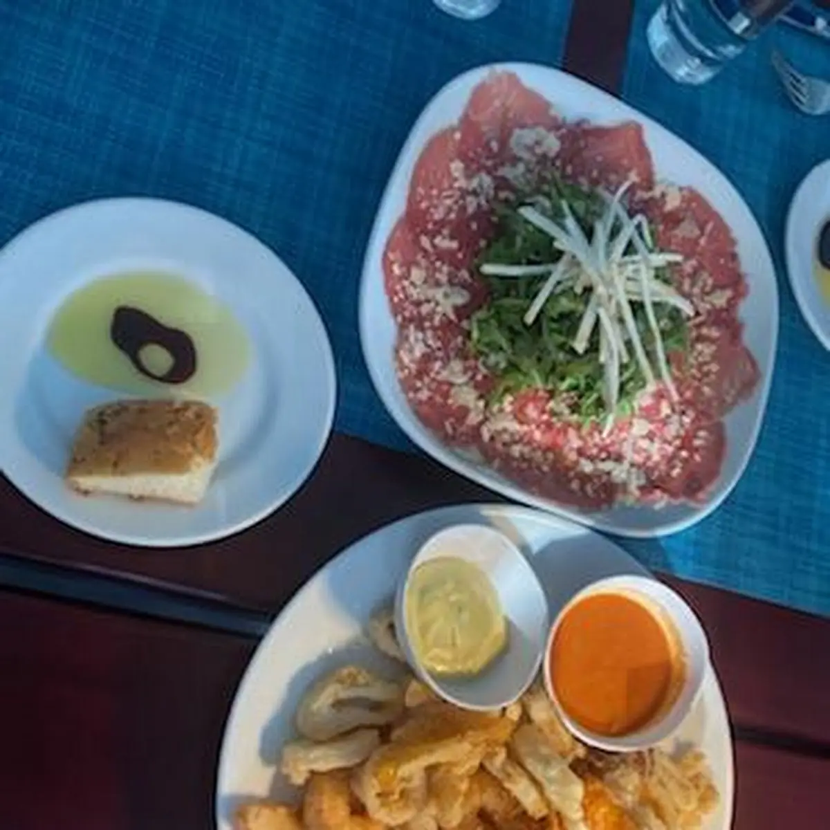 Starter Bread with Olive Oil and Aged Balsamic Vinegar Beef Carpaccio Fritto Misto