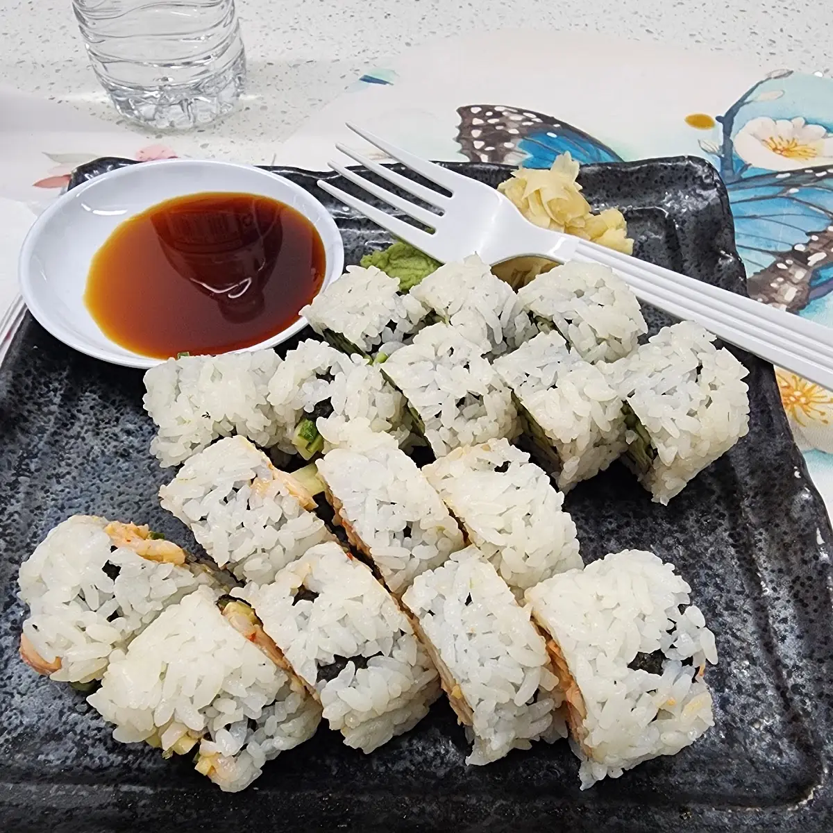 Spicy Shrimp Tempura Roll and Cucumber Roll