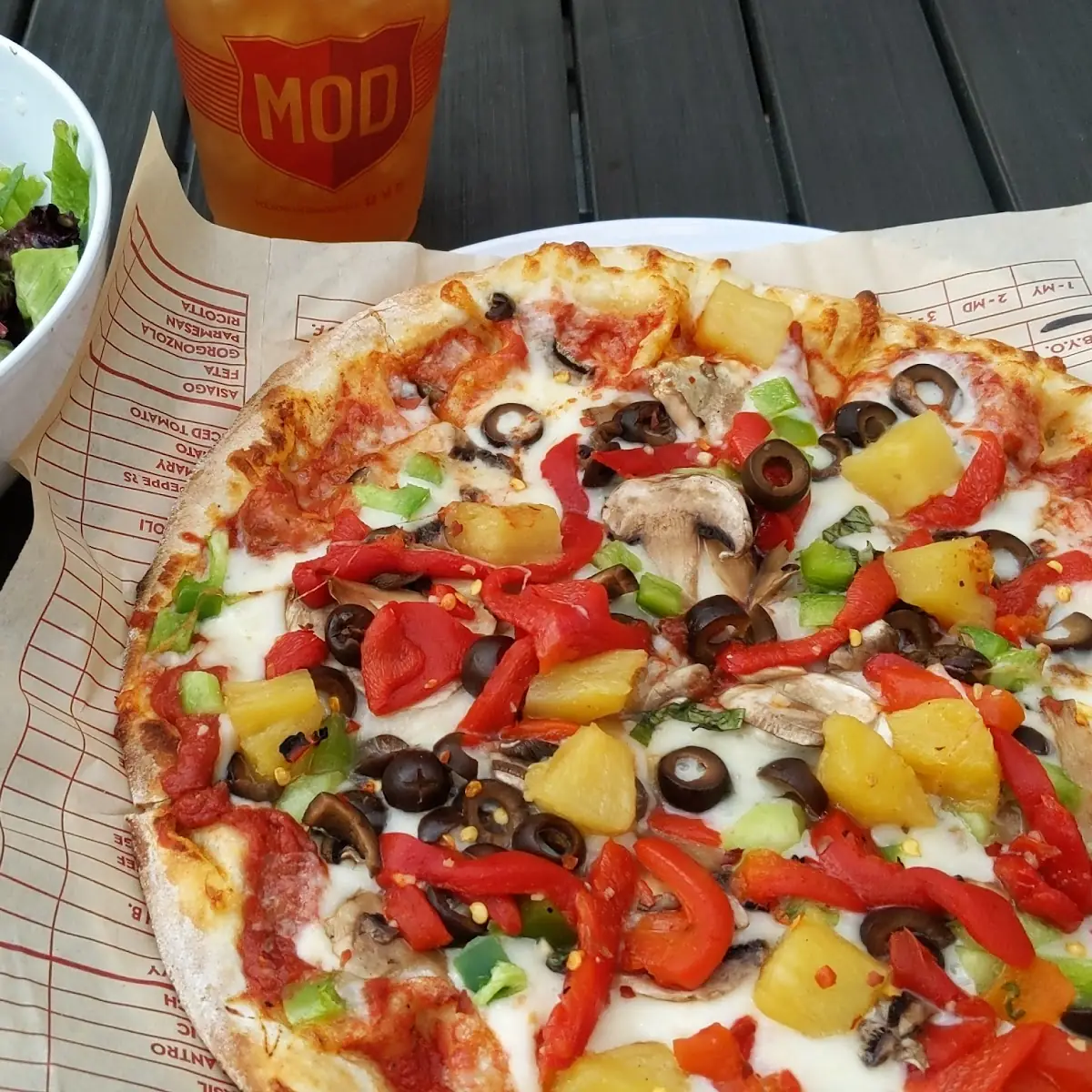 Veggie Pizza and Salad