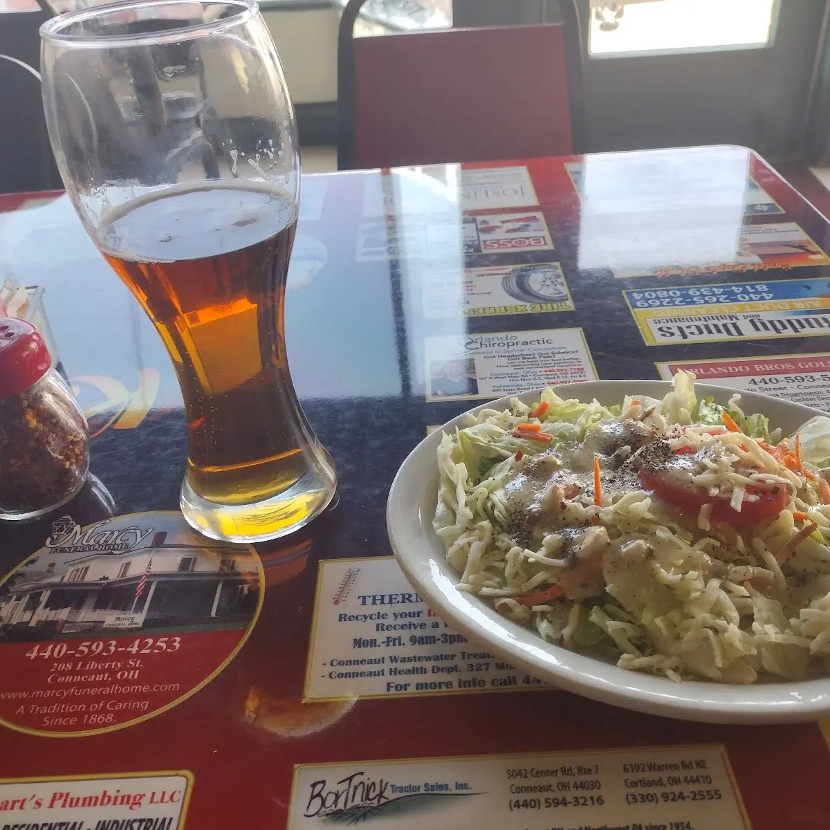 Side Salad and Yuenglings Tall
