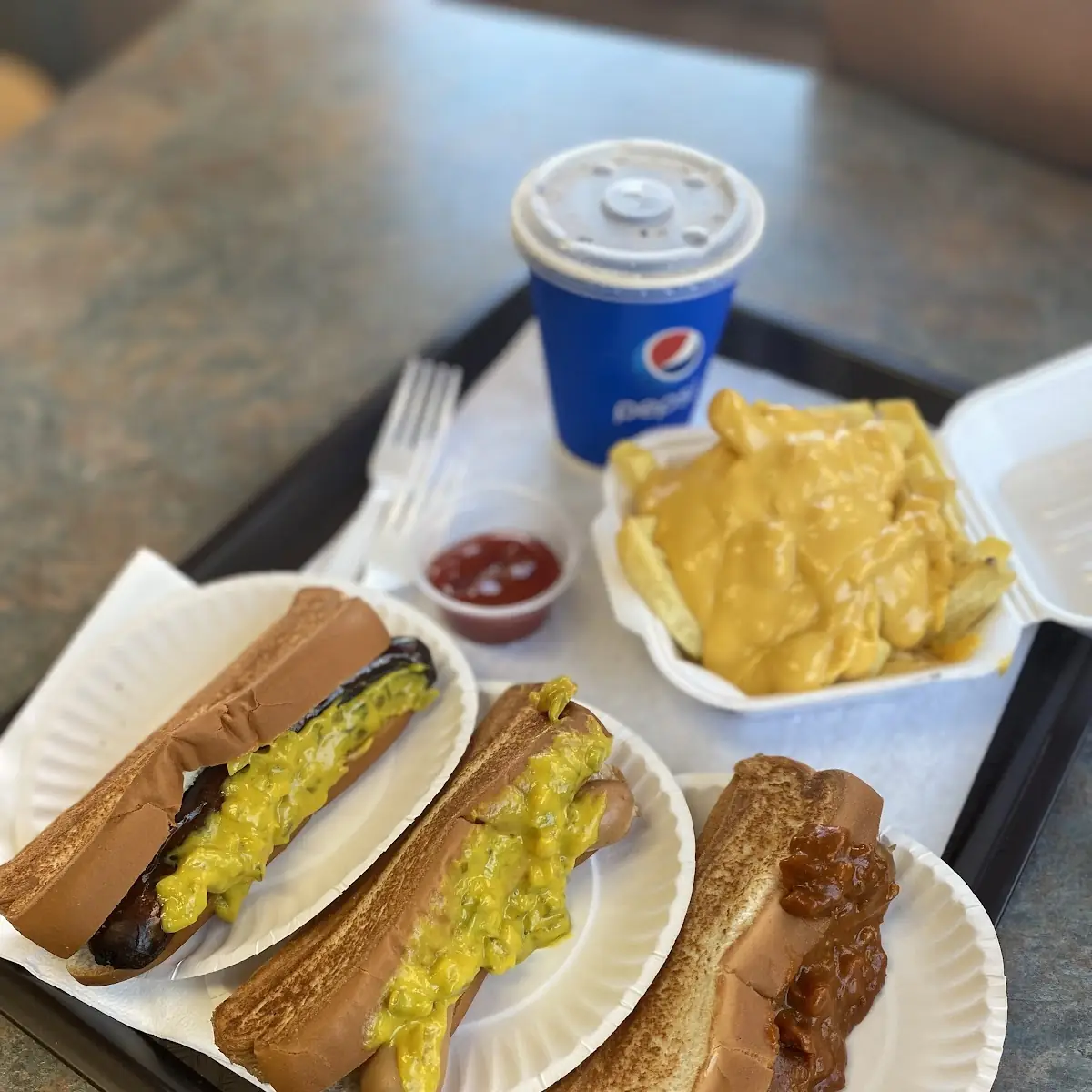 Chilli Dog with Cheese Fries