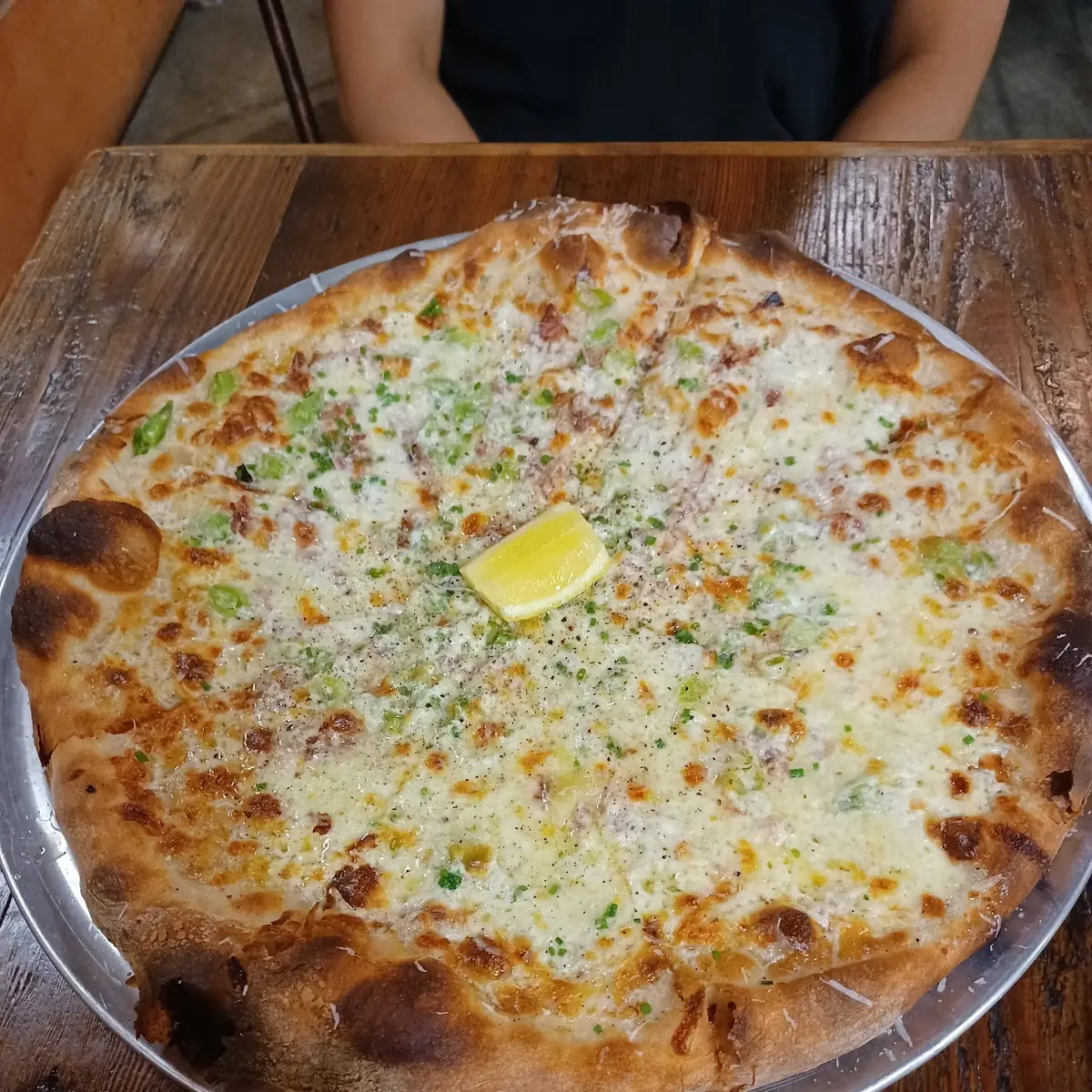 White Pizza with Snap Peas and Bacon