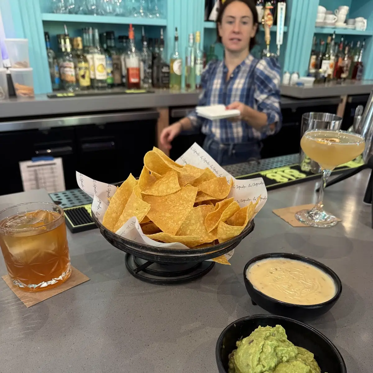 Queso & Guac with an Old Fashioned