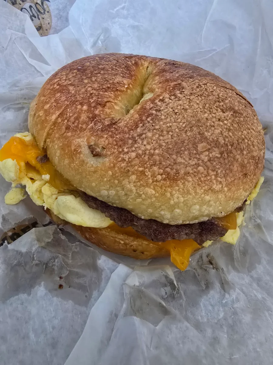 Sausage Egg and Cheddar Breakfast Sandwich