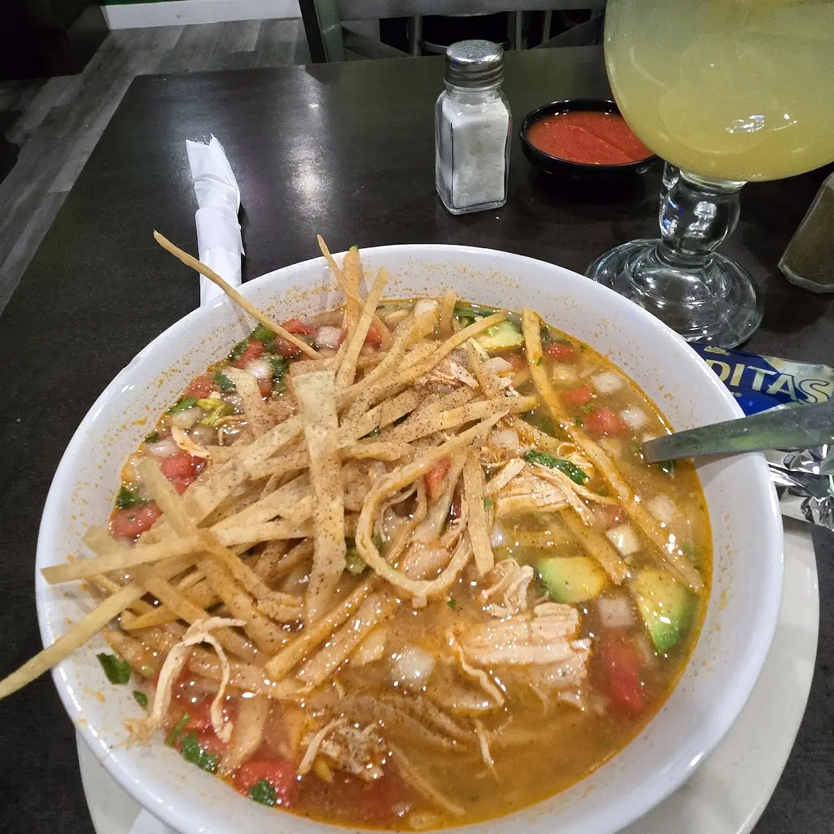 Tortilla Soup with Chicken Added