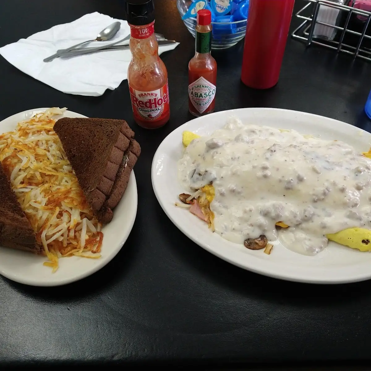 Omelette with Sausage Gravy on Top