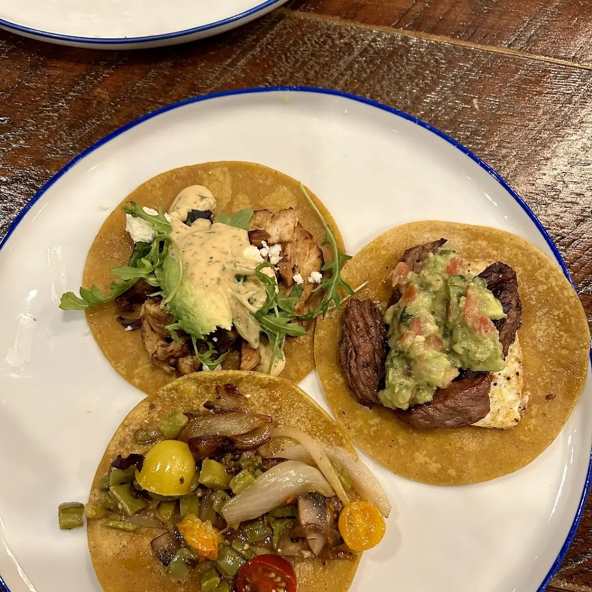 Chicken Vegetable and Steak Tacos