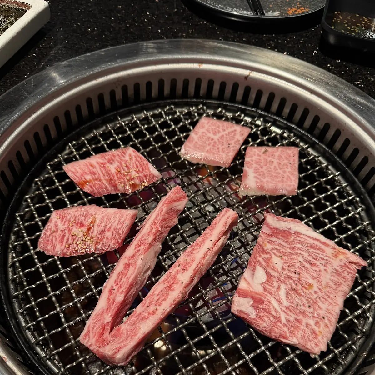 Grilled Raw Beef with Shrimp
