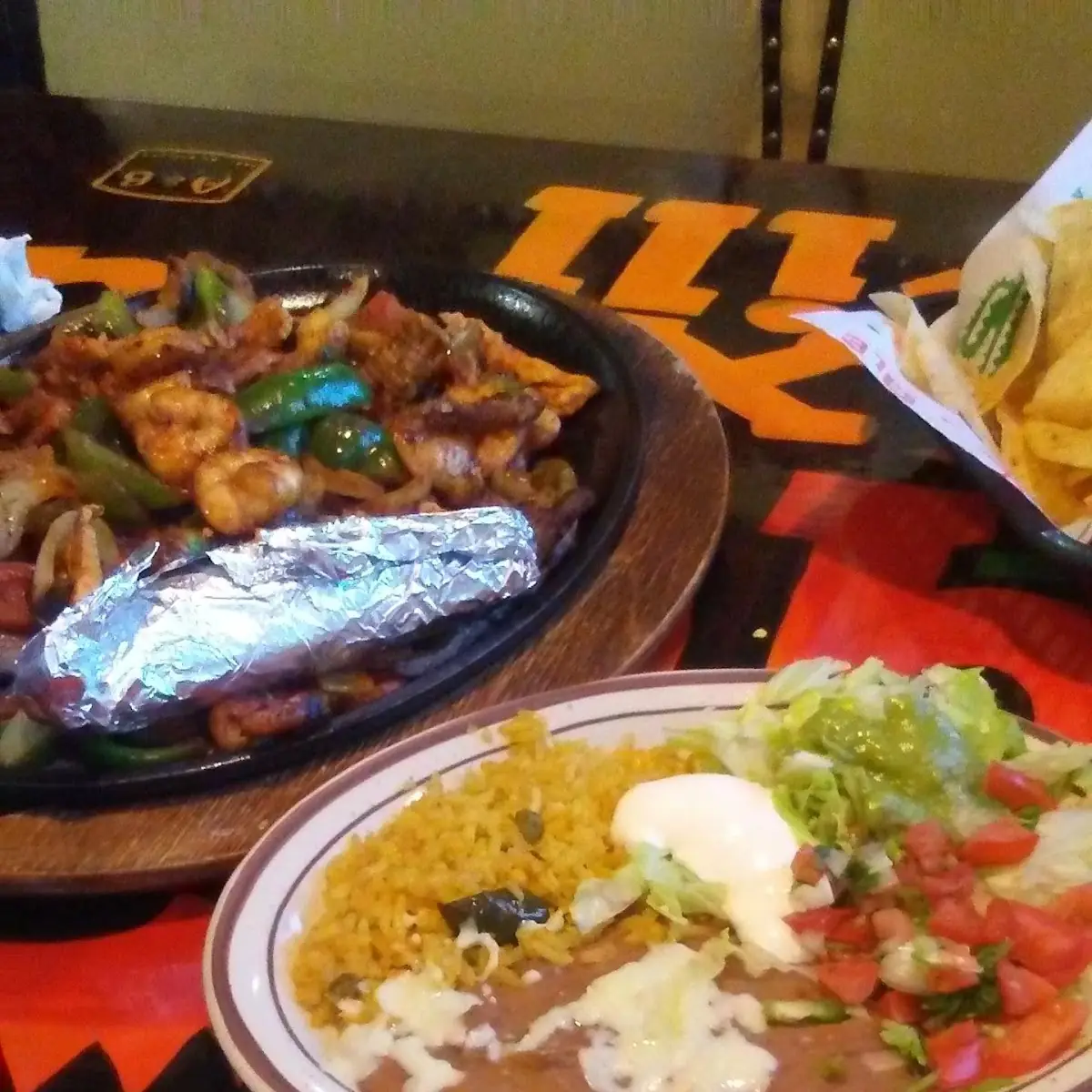 Shrimp Chicken and Beef Fajitas