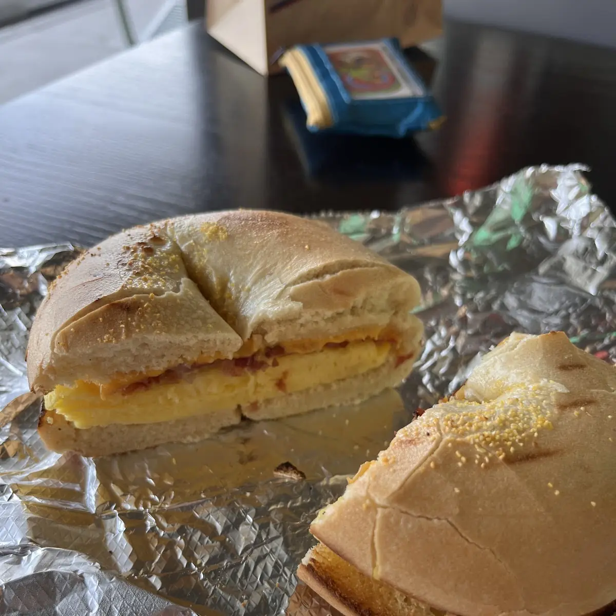 Bacon Egg and Cheese Sandwich on Plain Bagel