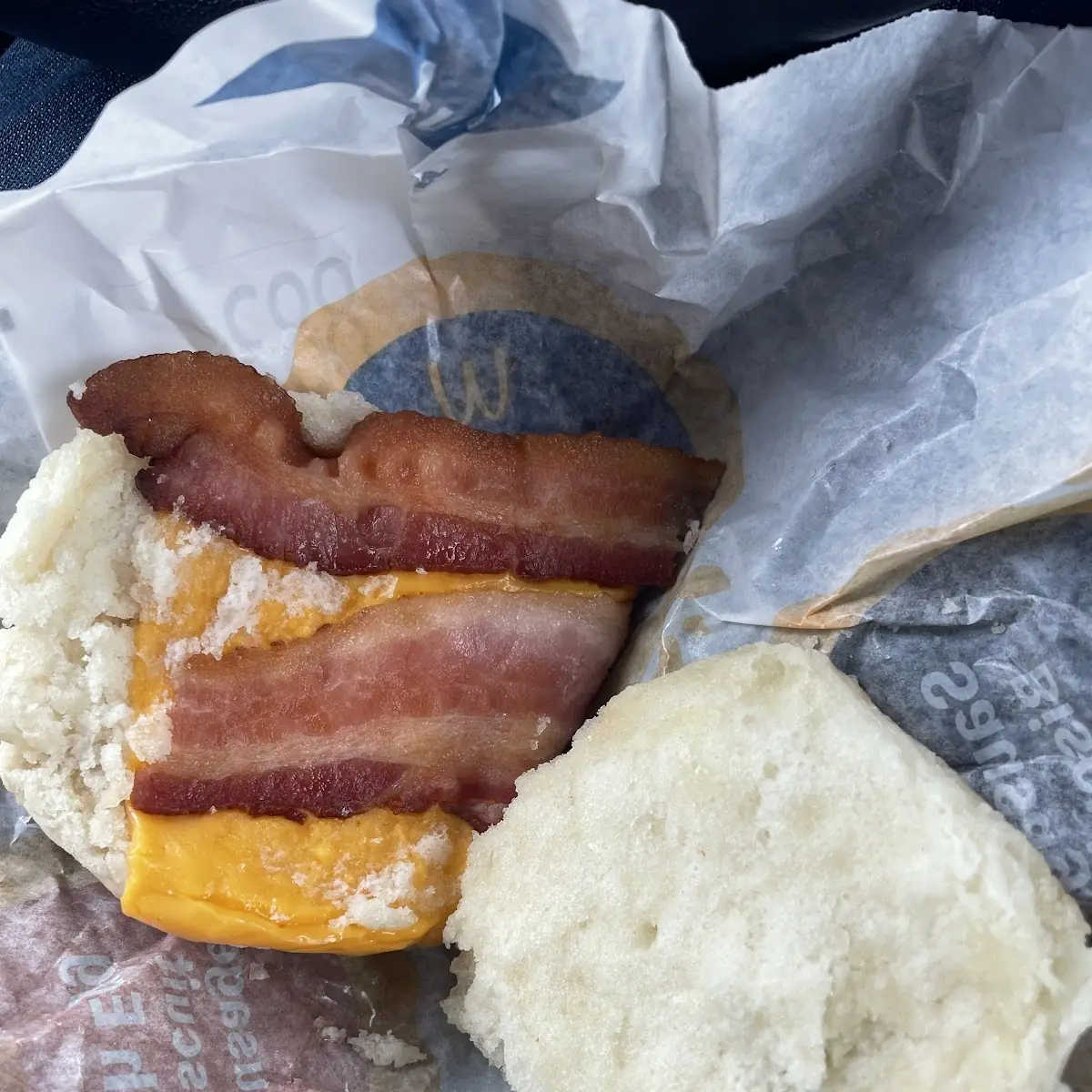 Bacon Egg and Cheese Biscuit Sandwich Missing Egg