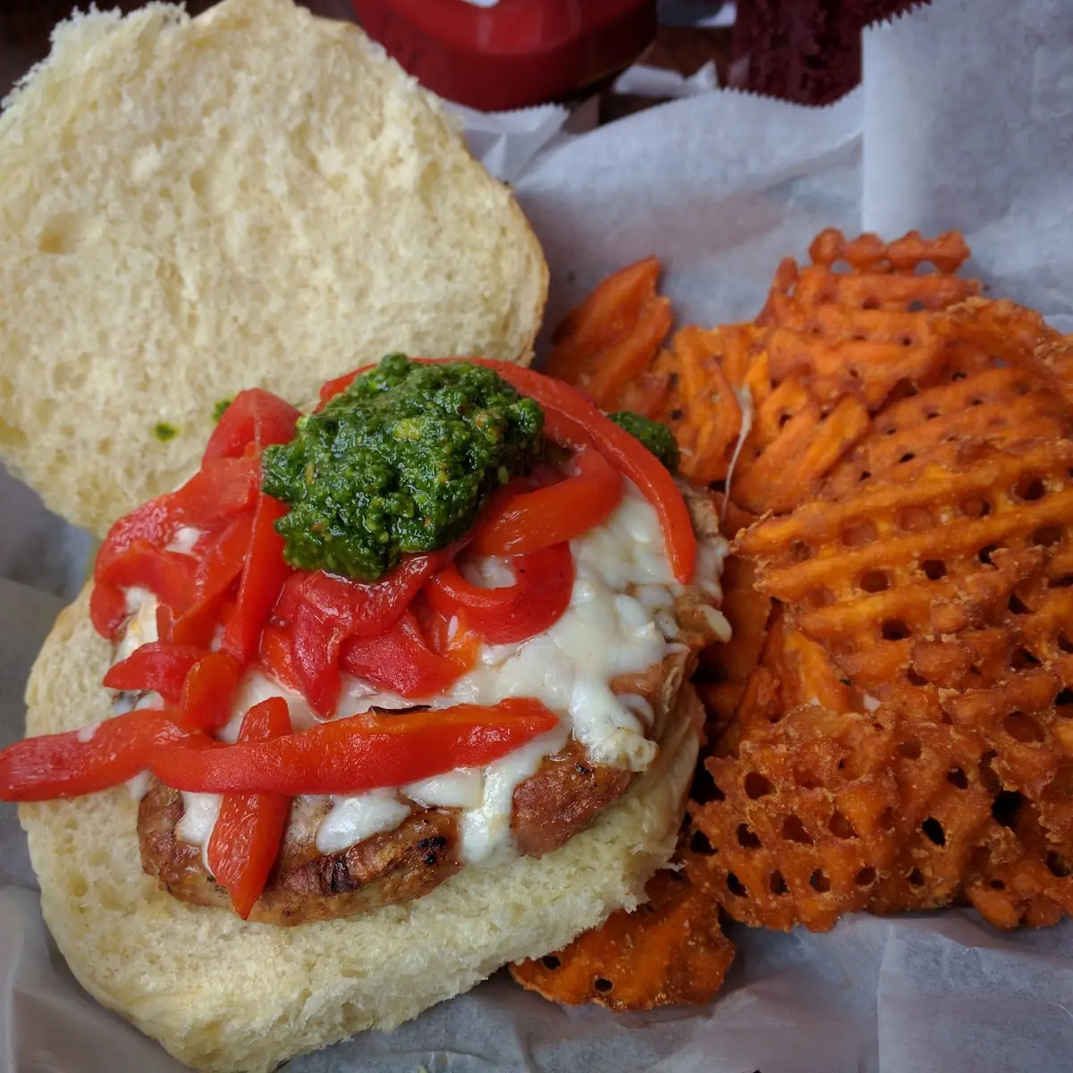 Turkey Burger w Sweet Potato Fries