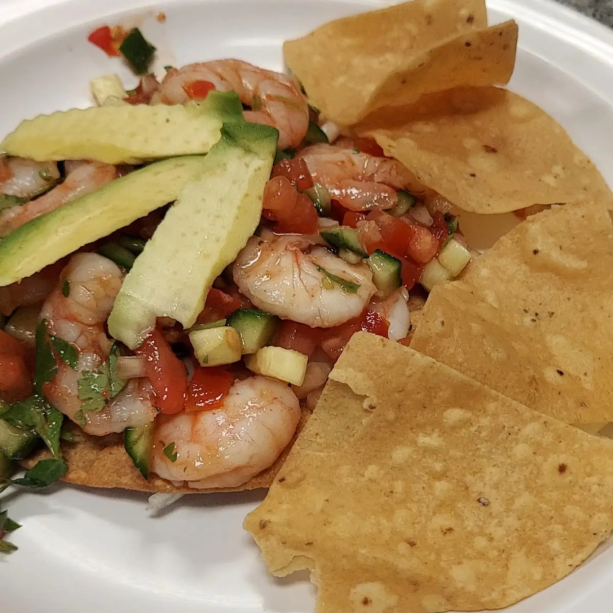 Tostada de Ceviche Camarón Shrimp Ceviche Toast