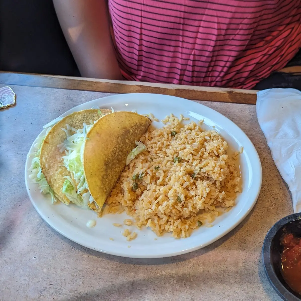 Two Tacos Rice & Beans